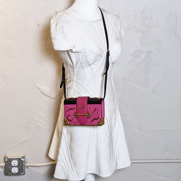 Prada Dark Pink Leather Astrology Small Cahier Crossbody Bag - Picture 10 of 10
